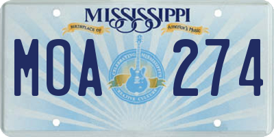 MS license plate MOA274