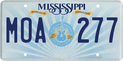 MS license plate MOA277