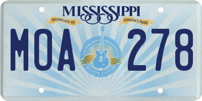 MS license plate MOA278