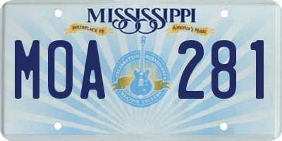 MS license plate MOA281