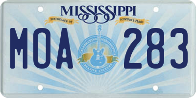 MS license plate MOA283