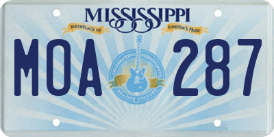 MS license plate MOA287