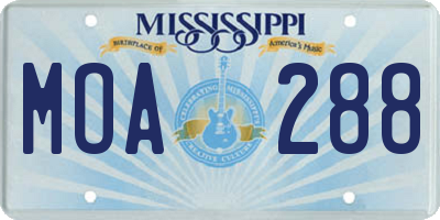 MS license plate MOA288