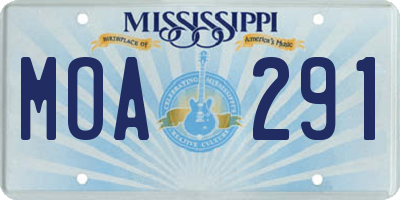 MS license plate MOA291