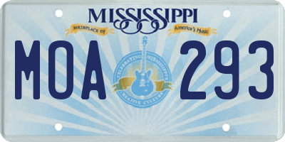 MS license plate MOA293