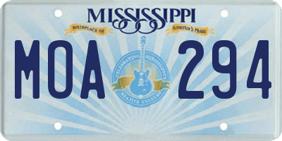 MS license plate MOA294