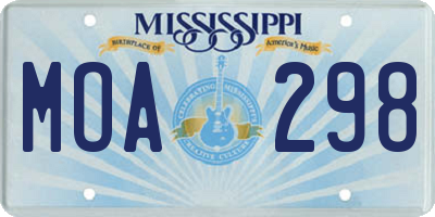 MS license plate MOA298
