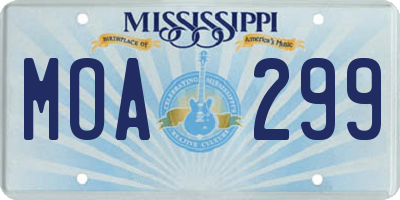 MS license plate MOA299