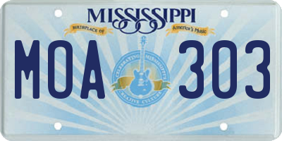 MS license plate MOA303