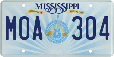 MS license plate MOA304