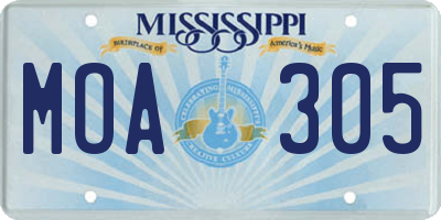 MS license plate MOA305