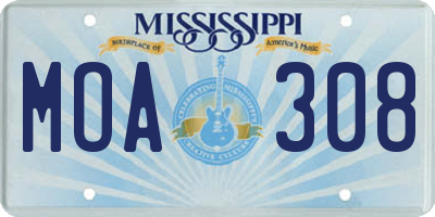 MS license plate MOA308