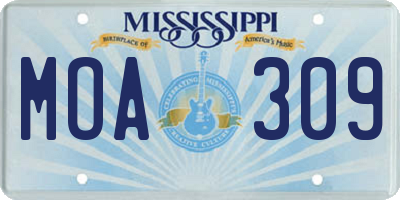 MS license plate MOA309