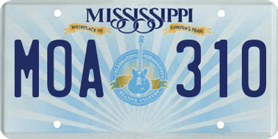 MS license plate MOA310