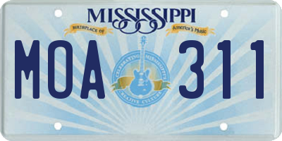 MS license plate MOA311