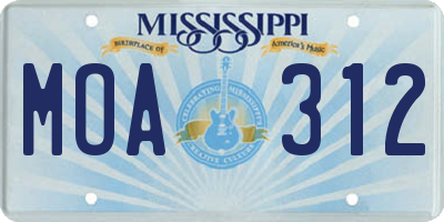MS license plate MOA312