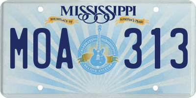 MS license plate MOA313