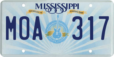 MS license plate MOA317