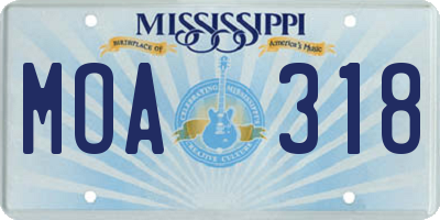 MS license plate MOA318