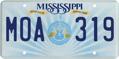 MS license plate MOA319