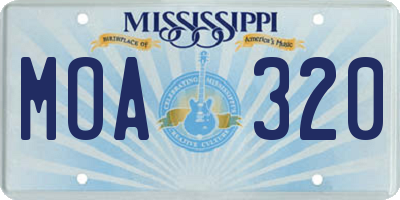MS license plate MOA320