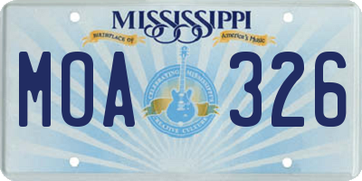 MS license plate MOA326