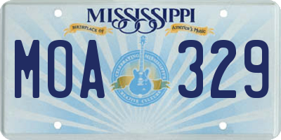 MS license plate MOA329
