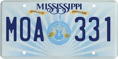 MS license plate MOA331