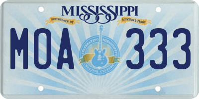 MS license plate MOA333