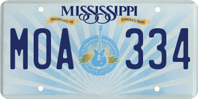 MS license plate MOA334