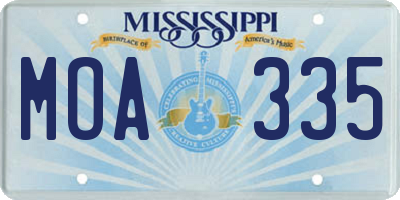 MS license plate MOA335