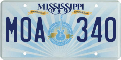 MS license plate MOA340