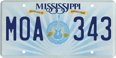 MS license plate MOA343