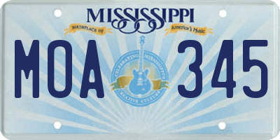 MS license plate MOA345