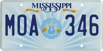 MS license plate MOA346