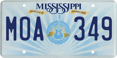 MS license plate MOA349