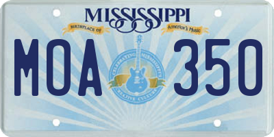 MS license plate MOA350
