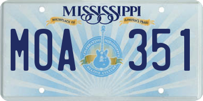MS license plate MOA351