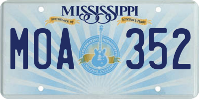 MS license plate MOA352