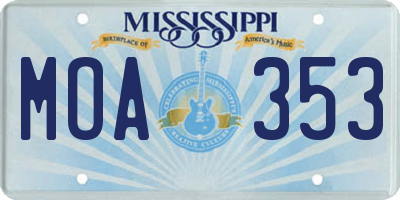 MS license plate MOA353