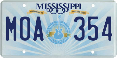 MS license plate MOA354