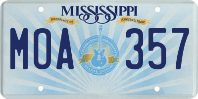 MS license plate MOA357
