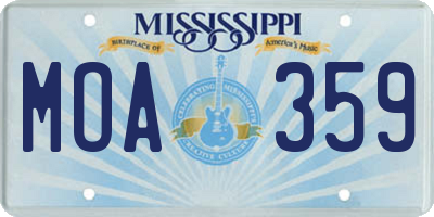 MS license plate MOA359
