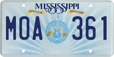 MS license plate MOA361