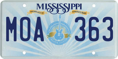 MS license plate MOA363