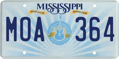 MS license plate MOA364