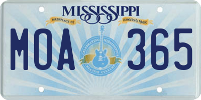 MS license plate MOA365