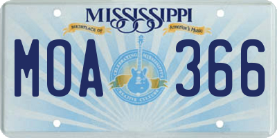 MS license plate MOA366