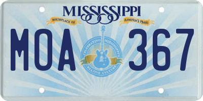 MS license plate MOA367