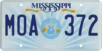 MS license plate MOA372